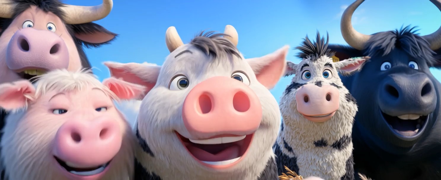 Farm animals smiling near the camera